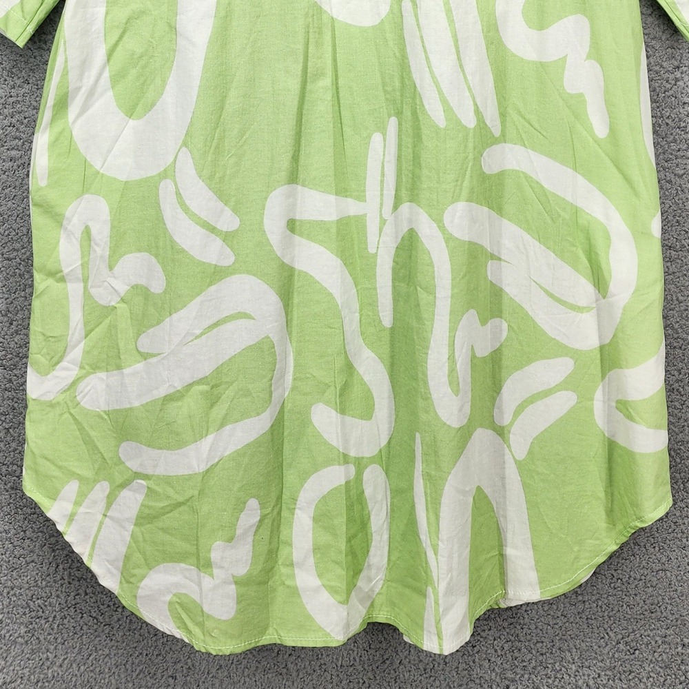 New Collection Made in Italy Print Tunic Top Women's Medium Green White V Neck - Picture 12 of 13